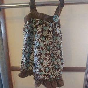 Brown and blue floral dress youngland 6x